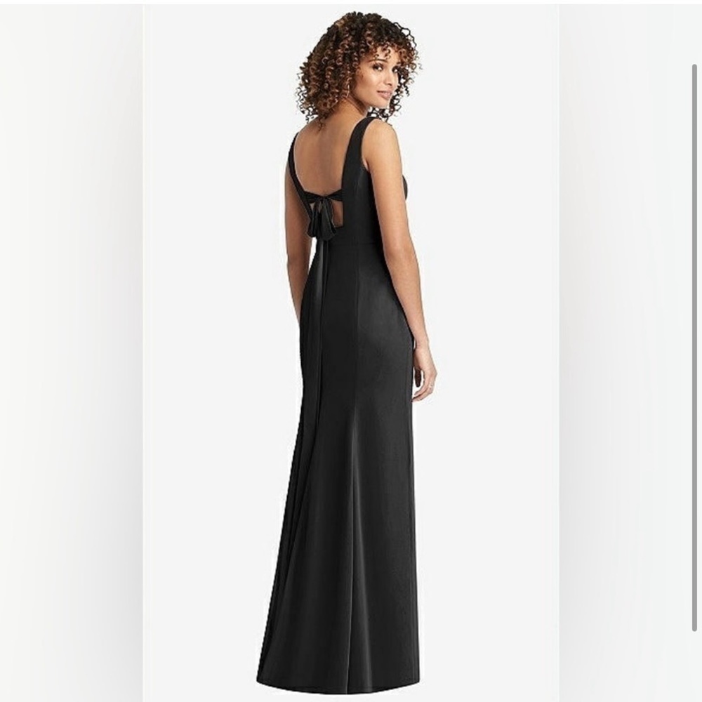 Social Bridesmaids Black Sleeveless Bow-Back Floor-Length Dress